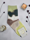 جوراب نخی طرح موجی آبستره رنگ سبز–لایم