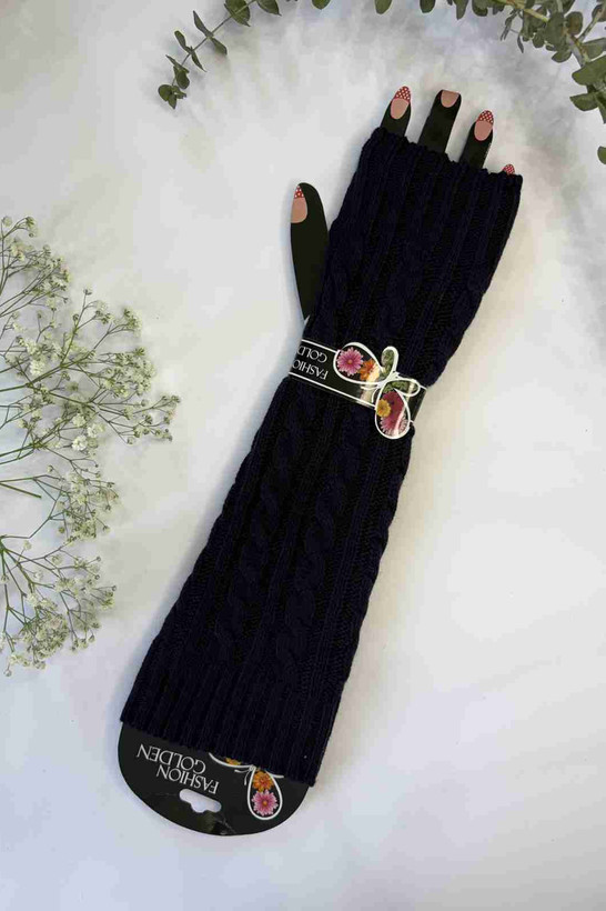 ساقدست بافت زنانه مشکی بافت پیچ برای فصل سرما