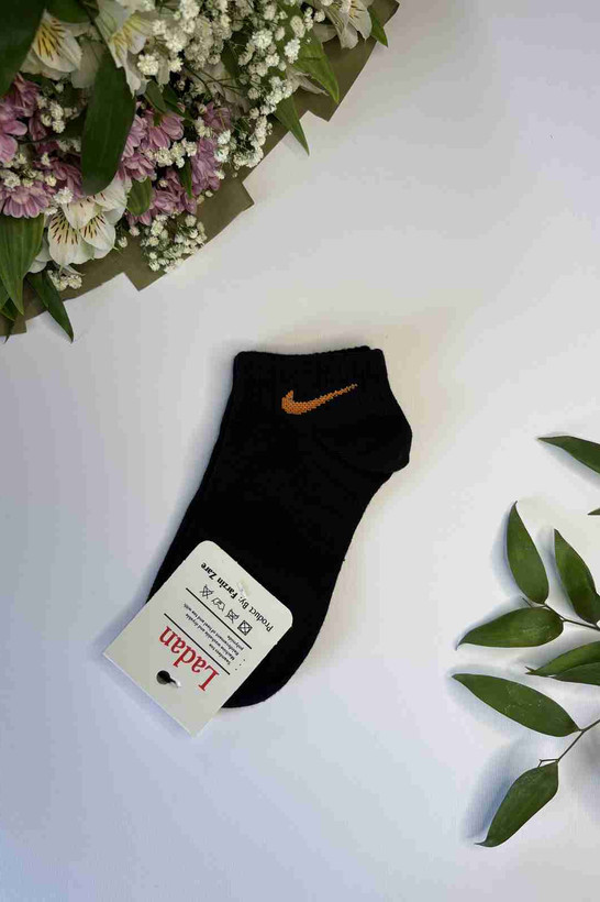 جوراب مچی مشکی لادن با لوگوی نارنجی