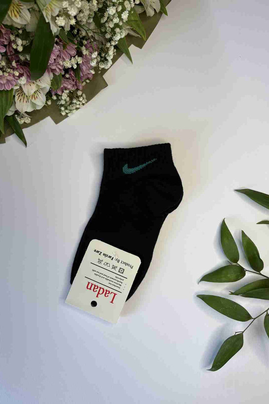 جوراب مچی مشکی لادن با لوگوی سبزآبی