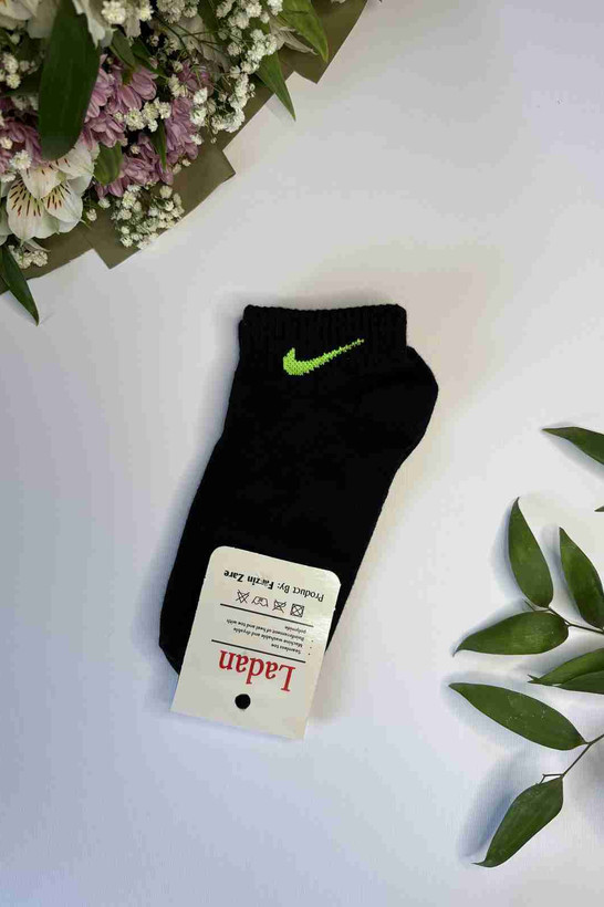 جوراب مچی مشکی لادن با لوگوی سبز فسفری