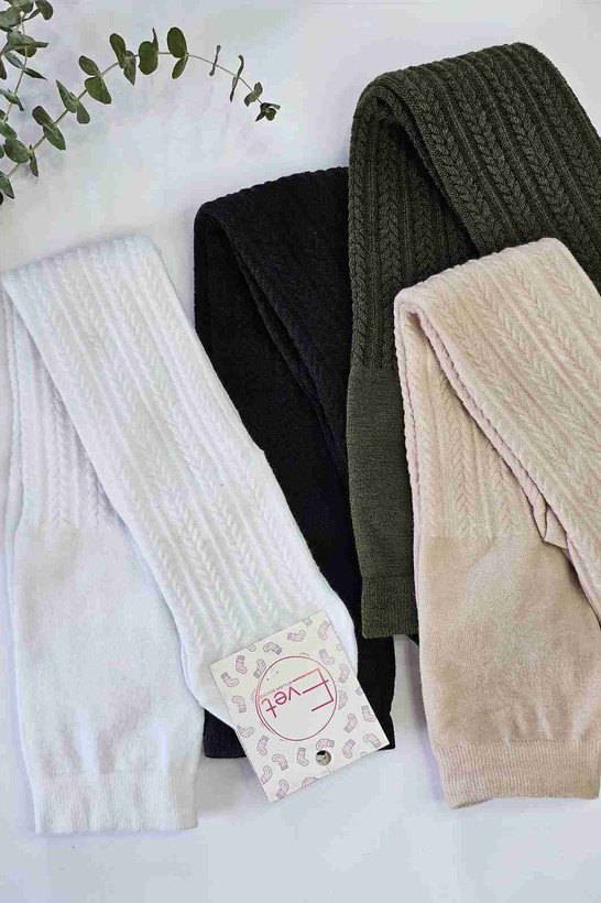 جوراب زنانه بالای زانو طرح بافت گندمی رنگ مشکی