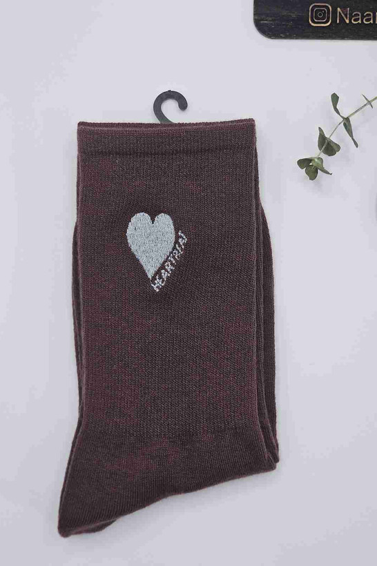 جوراب نیمساق طرح قلب خاکستری - فانتزی دخترونه