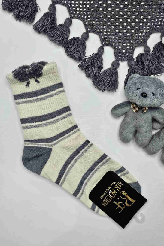 جوراب موهر راهراه - نمای کامل با بستهبندی