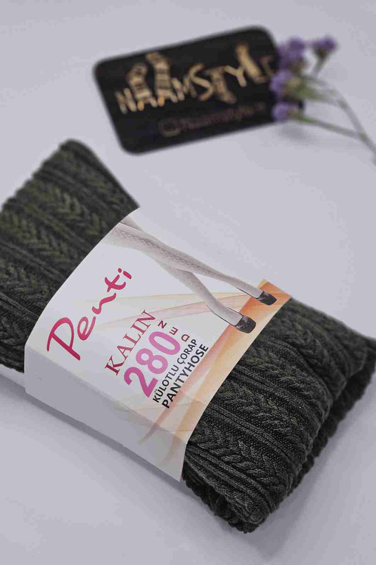 جوراب شلواری قهوهای بافت - بستهبندی اصل