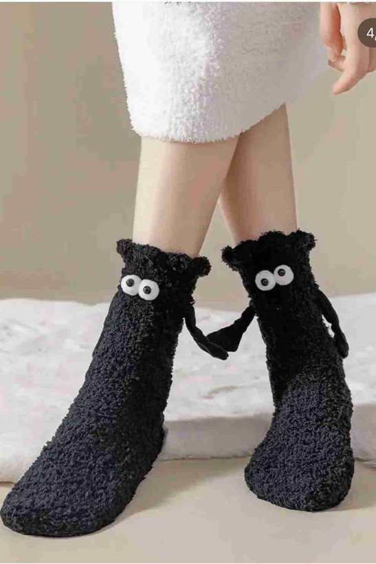 جوراب فانتزی مشکی عروسکی با دستهای متصلشونده