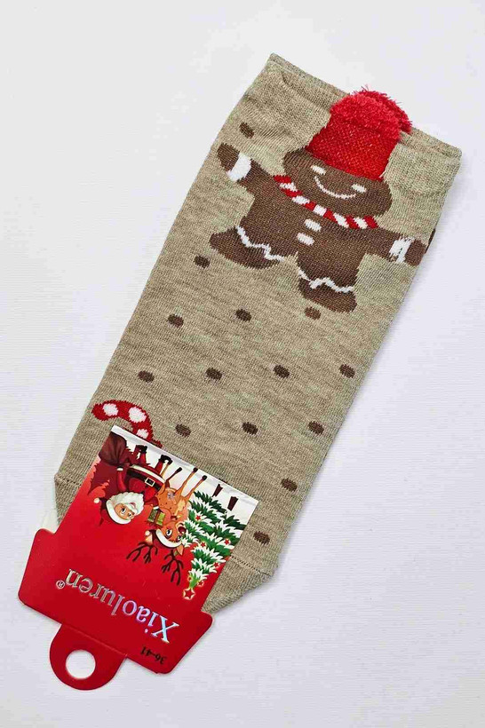 جوراب ساقدار بابانوئل با طرح برفی و کمربند