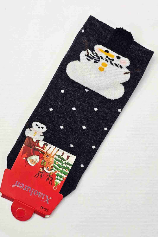 جوراب ساقدار برفی با طرح برفی و کلاه قرمز